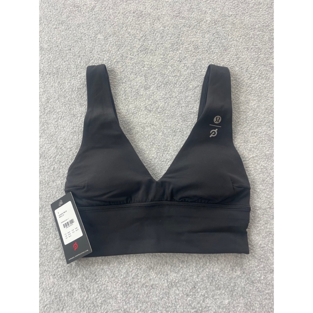 Lululemon Peloton Align V-Neck Bra C/D Cup Black Nulu Sports Bra BLK Size 2
